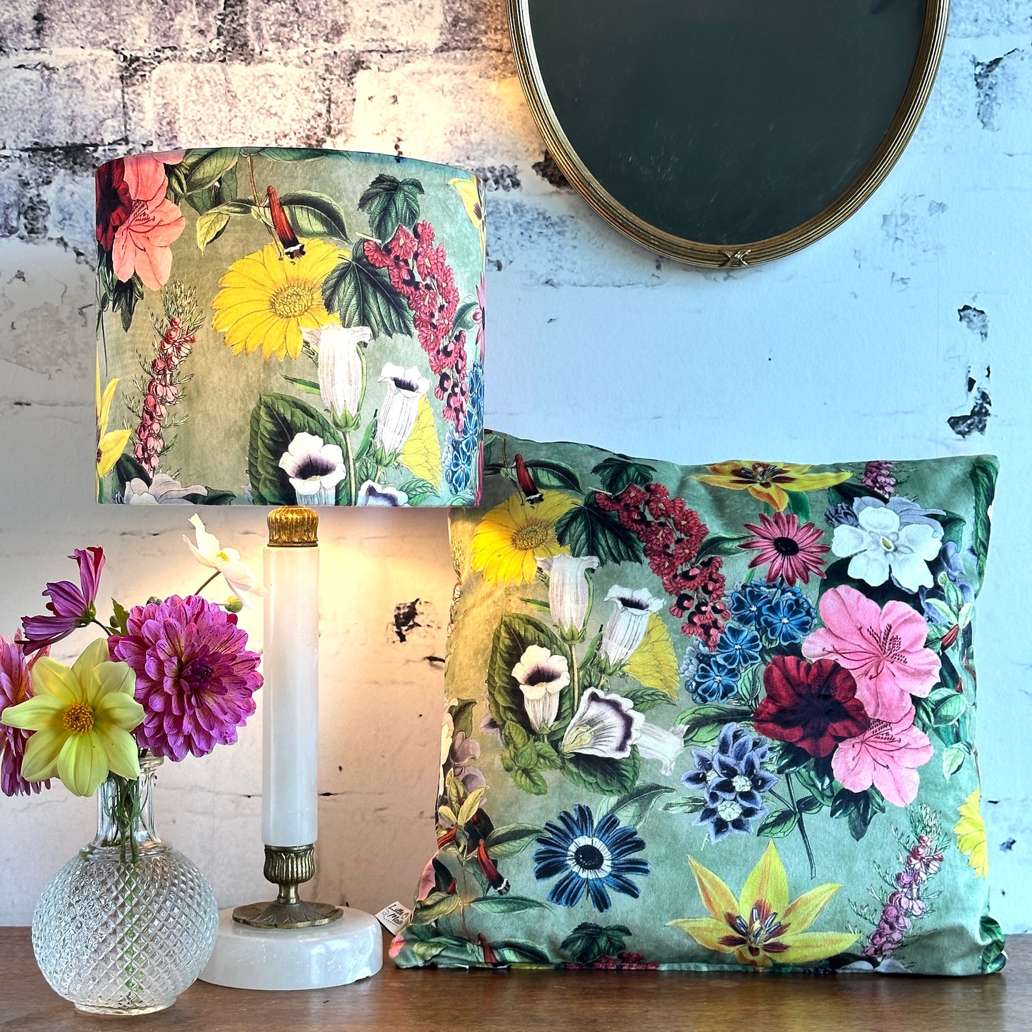 LAMPENKAP BLOEMEN ENGELSE TUIN VELOURS