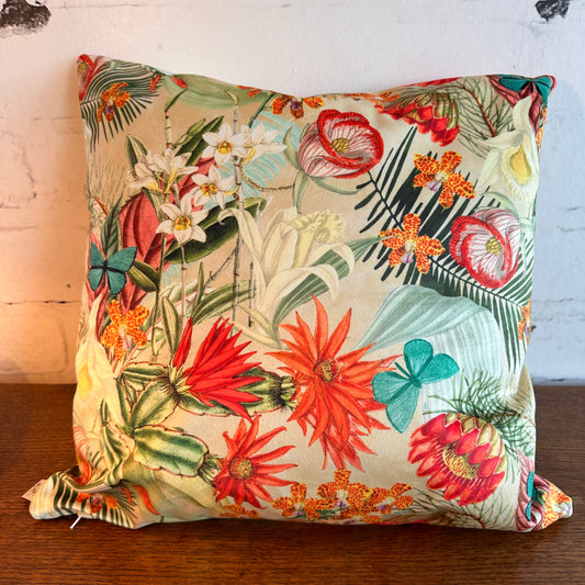 KUSSEN EXOTISCHE BLOEMEN VELOURS