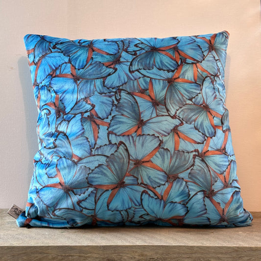 KUSSEN MORPHO VLINDER VELOURS