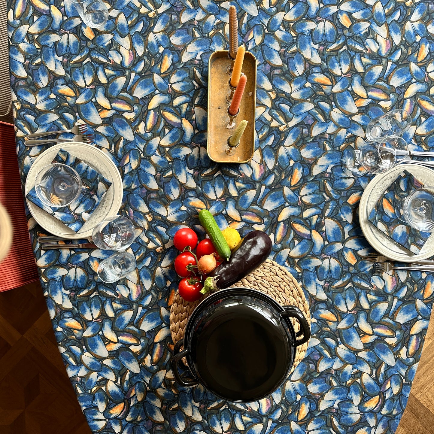 NIEUW!!!   TAFELKLEED MOSSEL SCHELP