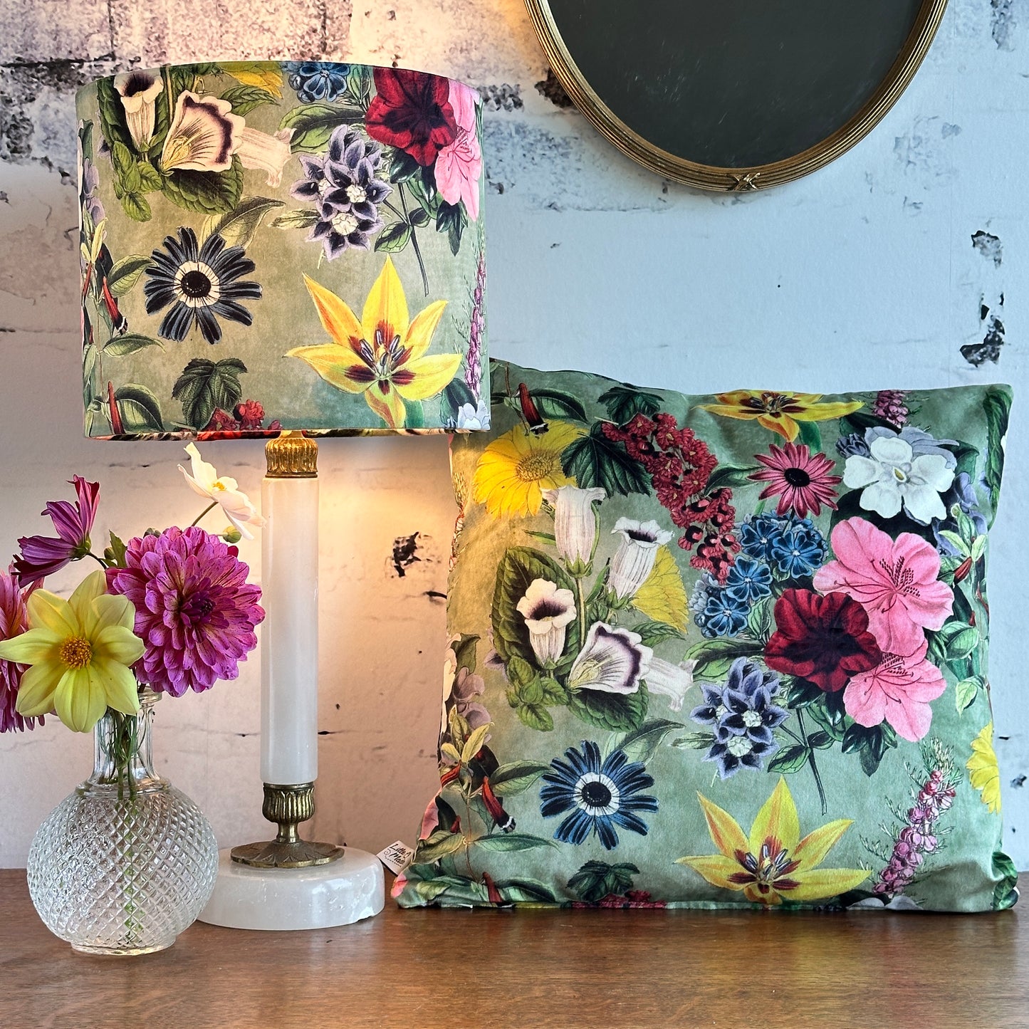 LAMPENKAP BLOEMEN ENGELSE TUIN VELOURS