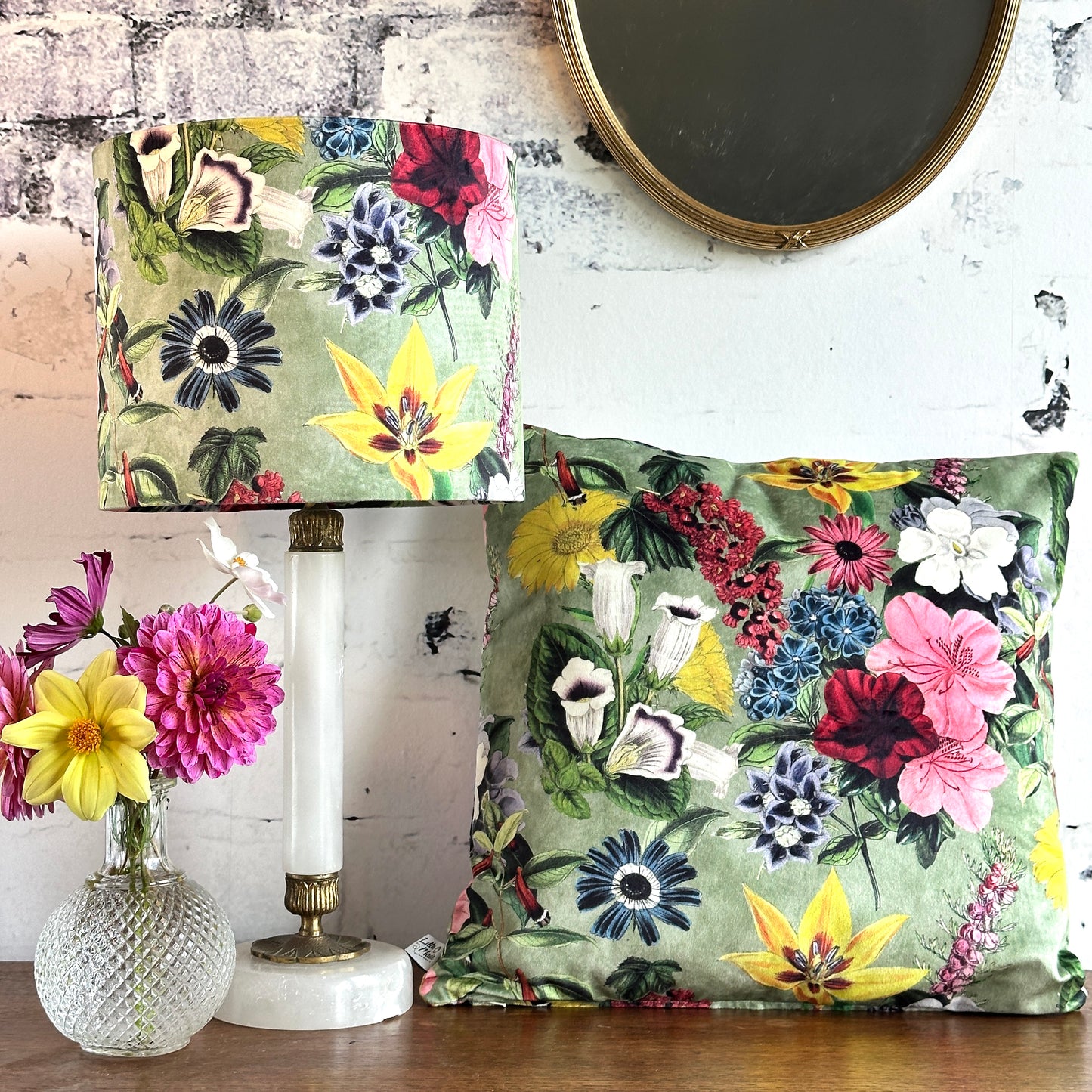 LAMPENKAP BLOEMEN ENGELSE TUIN VELOURS