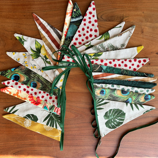 NIEUW!!!!! GROENE FEESTELIJKE STOFFEN VLAGGEN SLINGER