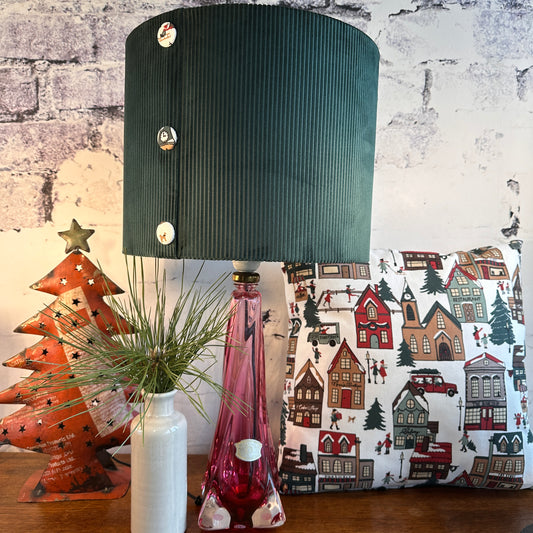 LAMPENKAP CORDUROY MET KERSTDORP AAN DE BINNENKANT