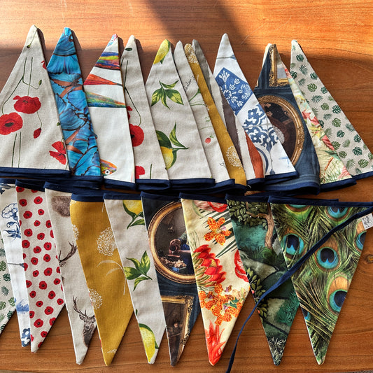 NIEUW!!!!! BLAUWE FEESTELIJKE STOFFEN VLAGGEN SLINGER